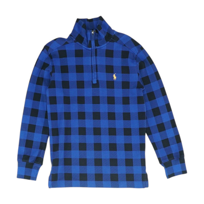 Blue Check 1/4 Zip Pullover