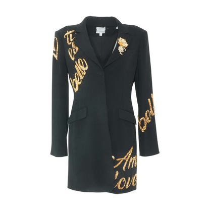 Black Crushed Sequin Loveletter Karlie Blazer
