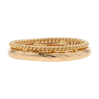 14K Gold Faceted And Rope Style Band