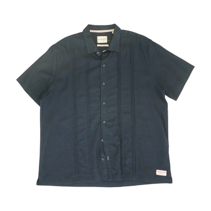 Navy Solid Short Sleeve Button Down