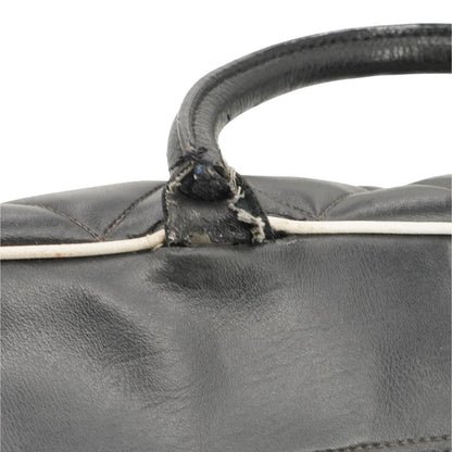 Black & White Vintage Quilted Leather Duffle Bag