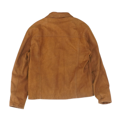 Brown Solid Leather Jacket