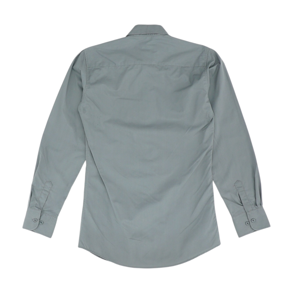 Gray Solid Long Sleeve Button Down