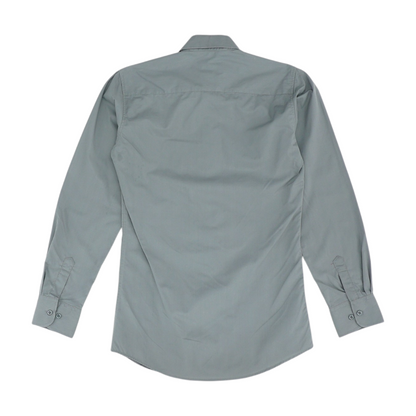 Gray Solid Long Sleeve Button Down