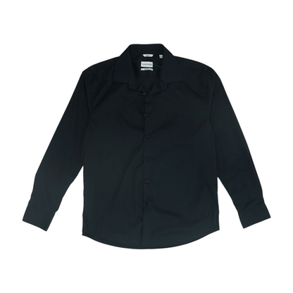 Black Solid Long Sleeve Button Down