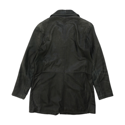 Vintage Black Solid Leather Jacket