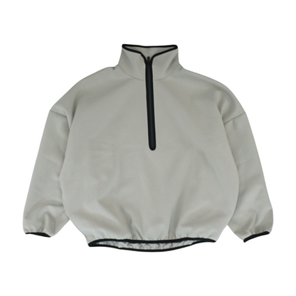 Beige Solid 1/4 Zip Pullover