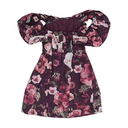 Maroon Floral Mini Dress