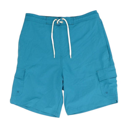 Blue Solid Board Shorts