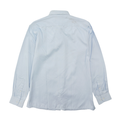 Blue Solid Long Sleeve Button Down