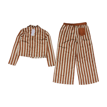 Brown Striped Pajama Set