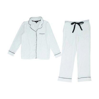 White Solid Pajama Set