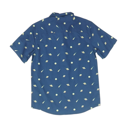 Blue Graphic Long Sleeve Button Down