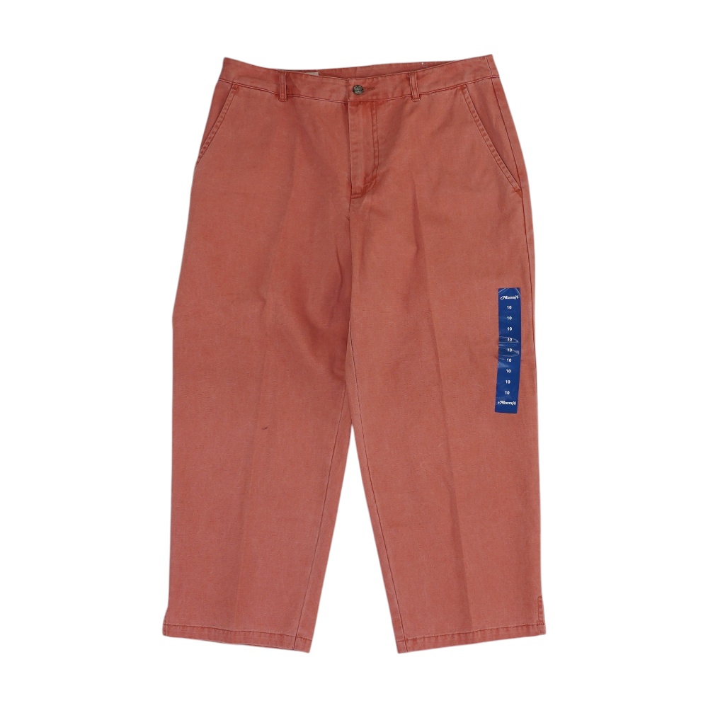 Red Solid Chino Capris