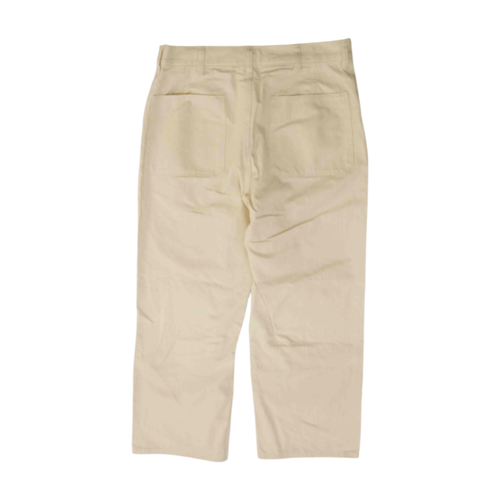 Beige Herringbone Straight Pants