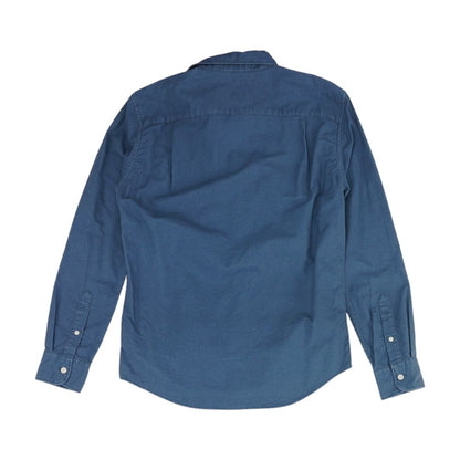 Blue Solid Long Sleeve Button Down