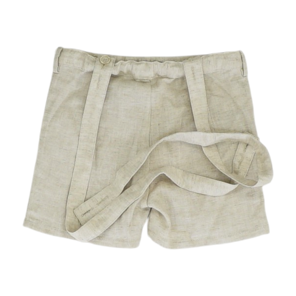 Beige Herringbone Casual Shorts