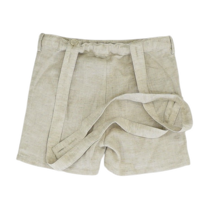 Beige Herringbone Casual Shorts