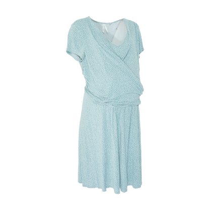 Blue Maternity Polka Dot Midi Dress