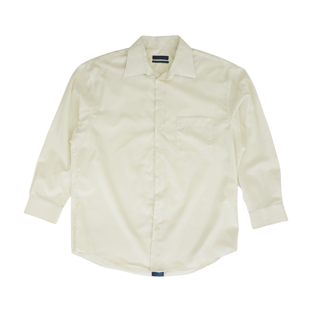 Cream Solid Long Sleeve Button Down