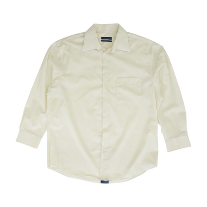 Cream Solid Long Sleeve Button Down
