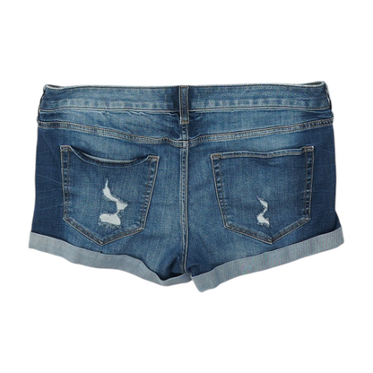 Blue Solid Denim Shorts