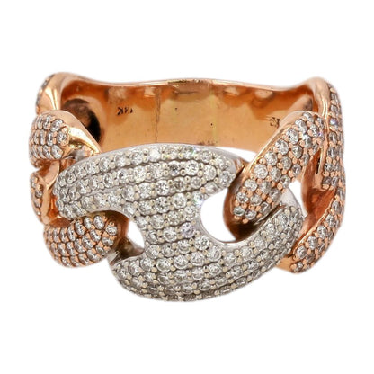 2.41 ct 14K Two Tone Gold Bold Link Design With Melee Diamonds Band