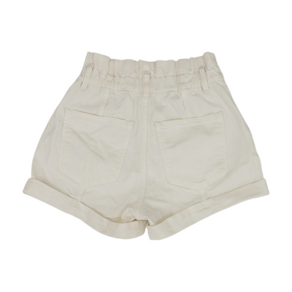 White Solid Denim Shorts