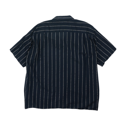Navy Striped Short Sleeve Button Down