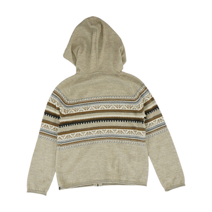 Beige Print Cardigan Sweater
