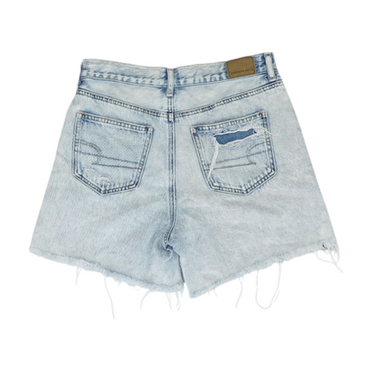 Blue Solid Denim Shorts