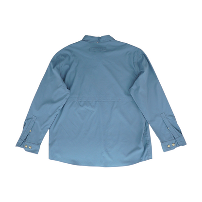 Blue Solid Long Sleeve Button Down
