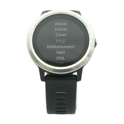 30mm Vivoactive 3 Silver Smartwatch Black Band S/M