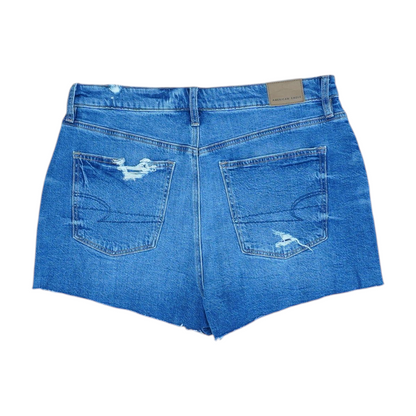 Blue Solid Denim Shorts