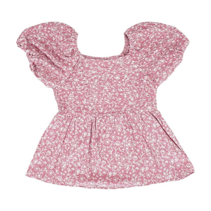 Pink Floral Short Sleeve Blouse