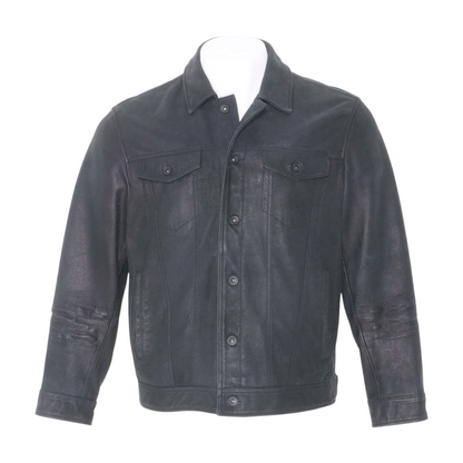 Black Solid Leather Jacket