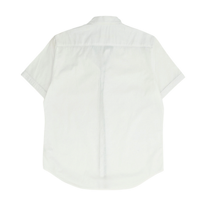 White Solid Short Sleeve Button Down