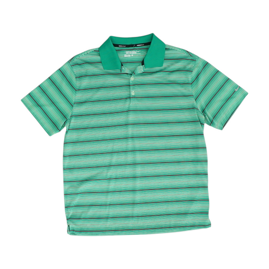 Green Striped Short Sleeve Polo