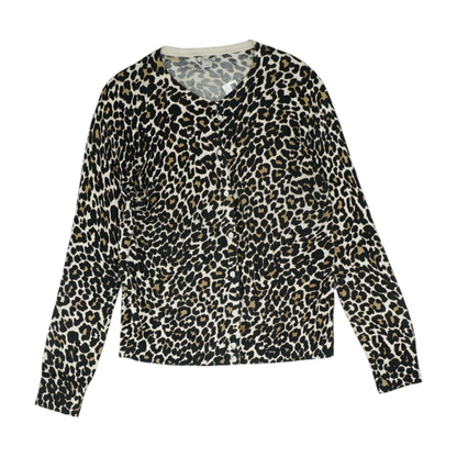 Beige Animal Print Cardigan Sweater