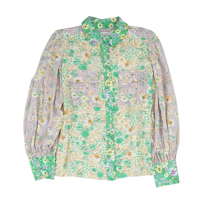 Green Floral Button Down