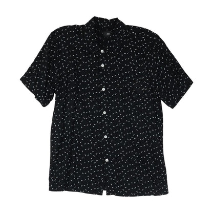 Black Graphic Short Sleeve Button Down
