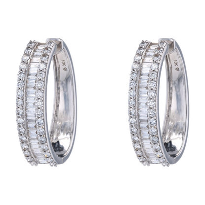 3 ctw 10K White Gold Lab Grown Diamond Hoop Earrings