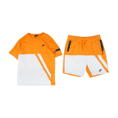 Orange Color Block Short Set