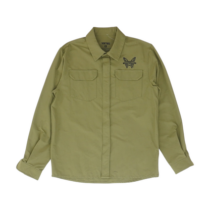 Olive Solid Long Sleeve Button Down