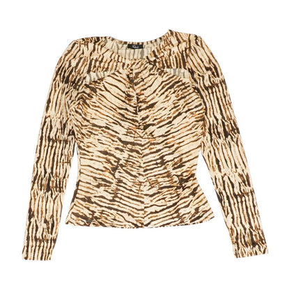 Tan Animal Long Sleeve Blouse