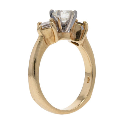 3/4 Ct 14K Gold Round Diamond Solitaire Princess Cut Engagement Ring