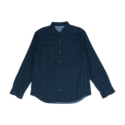 Navy Plaid Long Sleeve Button Down