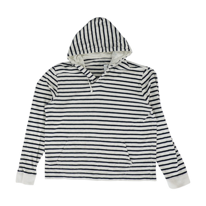 Cream Striped Hoodie Pullover