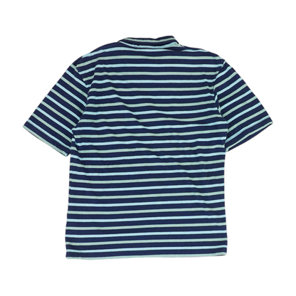 Navy Striped Short Sleeve Polo
