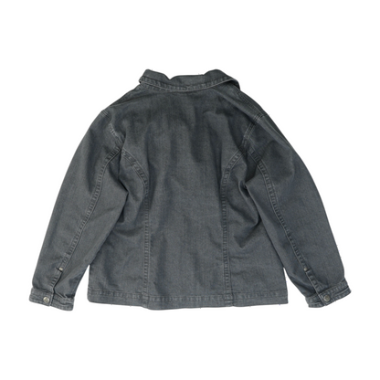 Gray Solid Denim Jacket